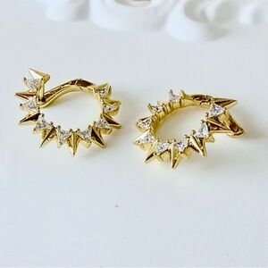 Shine Star Hoop Earrings | 14K Gold Plated & Cubic Zirconia | Waterproof Jewelry